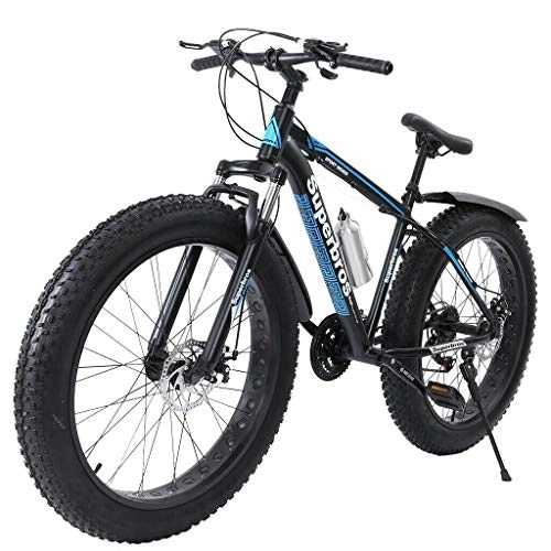 Fat Tyre Bike : CXSMKP 26-Inch 4" W Fat Tire Mountain Bike, 21-Speed Bicycle High-Tensile Steel Frame, Full Suspension, Dual Disc Brake, Weigth 48.5Lbs, Including Installation Tool