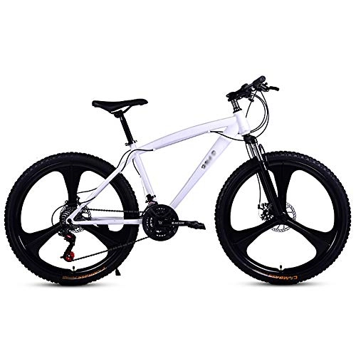 Fat Tyre Bike : CXSMKP Mountain Bike for Adult, 21 Speed 26 Inch Lightweight Mountain Bikes Dual Disc Brakes Suspension Fork with Hydraulic Damping Wheel, 4Colour Option, White, 3