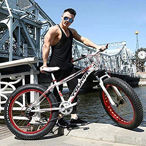 Fat Tyre Bike : CXY-JOEL 20 inch Fat Tire Mountain Bikes for Men Women Hardtail High-Carbon Steel Frame Mountain Bike Bicycle Double Disc Brake-A_21 Speed