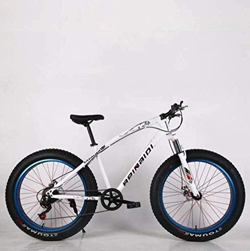 Fat Tyre Bike : CXY-JOEL Mens Adult Fat Tire Mountain Bike Double Disc Brake Beach Snow Bicycle High-Carbon Steel Frame Cruiser Bikes 26 inch Wheels-Orange_21 Speed, White