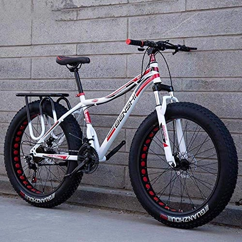 Fat Tyre Bike : CXY-JOEL Mens Fat Tire Mountain Bike Beach Snow Bike Lightweight High-Carbon Steel Frame Bicycle Double Disc Brake Cruiser Bikes 26 inch Wheels-A_24 Speed, C