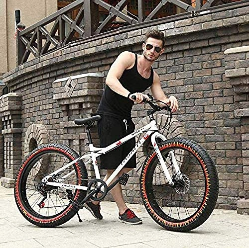 Fat Tyre Bike : CXY-JOEL Mountain Bike for Adults Dual Disc Brake Fat Tire Mountain Trail Bicycle Hardtail Mountain Bike High-Carbon Steel Frame 26 inch Wheels-Black_24 Speed