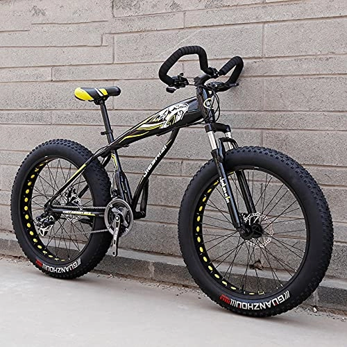 Fat Tyre Bike : DANYCU Mens Mountain Bike 26 Inch Thick Wheels, Beach Snow All Terrain Bicycle with High-carbon Steel Frame / Dual Disc Brake / Suspension Fork, Fat Tire Bikes, yellow, 30 speed