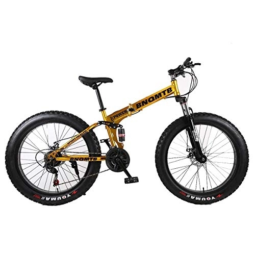 Fat Tyre Bike : Dapang 26" Alloy Folding Mountain Bike 27 Speed Dual Suspension 4.0Inch Fat Tire Bicycle Can Cycling On Snow, Mountains, Roads, Beaches, Etc, 4