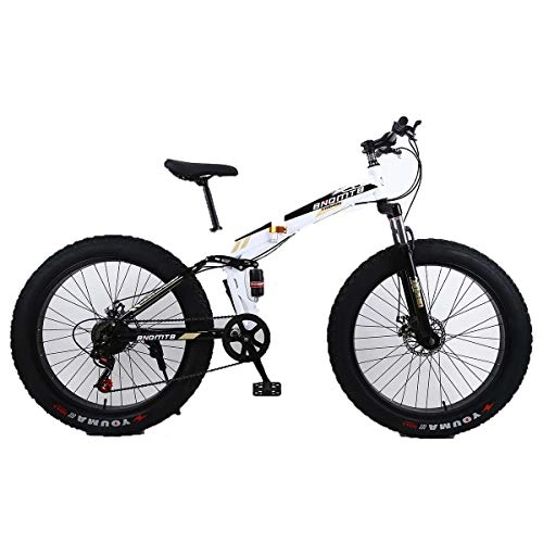Fat Tyre Bike : Dapang 26" Alloy Folding Mountain Bike 27 Speed Dual Suspension 4.0Inch Fat Tire Bicycle Can Cycling On Snow, Mountains, Roads, Beaches, Etc, 5