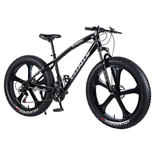 Fat Tyre Bike : DFEIL Shock Mountain Bikes, Fat Tire Variable Speed Bicycle, High-carbon Steel Frame Hardtail Mountain Bike With Dual Disc Brake, 5 Spoke, 21 / 24 / 27 / 30-speed, 26 Inches (Color : 27 speed)