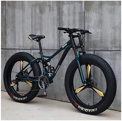 Fat Tyre Bike : Ding Variable Speed Mountain Bikes, 26 Inch Hardtail Mountain Bike, Dual Suspension Frame All Terrain Off-road Bicycle For Men And Women (Color : 24 Speed, Size : Green 3 Spoke)