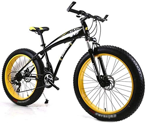 Fat Tyre Bike : Dual Suspension Mountain Bikes Comfort & Cruiser Bikes Mountain Road Bicycle Cycling Aluminum Alloy 24 Inch Shock Absorption Bike Sports Unisex (Color : Black red Size : 7 Speed)-7_Speed_Black_Yel