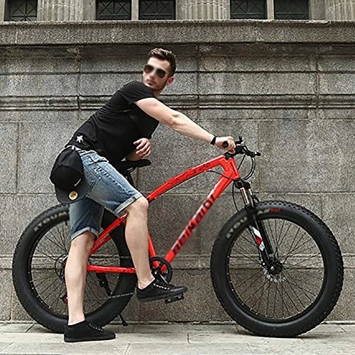 Fat Tyre Bike : DULPLAY Dual Disc Brakes Adult Mountain Bikes, 24 Inch Folding Fat Mountain Bike, Big Tire Snowmobile Mountain Bicycle For Men Women Pink 24", 7-speed