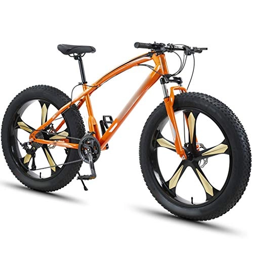 Fat Tyre Bike : DXIUMZHP Dual Suspension Outdoor Mountain Bikes, Adult Men And Women Variable Speed Bicycles, 4.0 Super Wide Tires, Five-knife Wheel Set, 7 / 21 / 24 / 27 / 30-speed (Color : Orange, Size : 7-speed)