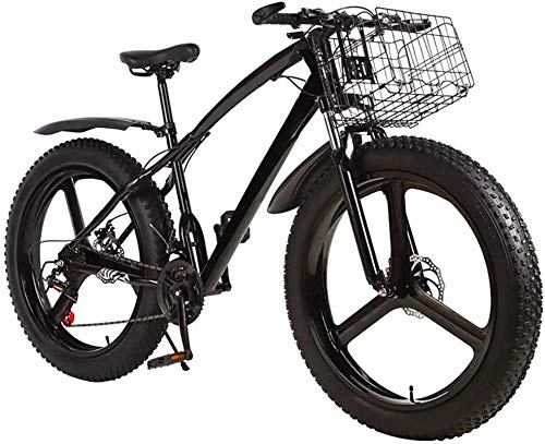 Fat Tyre Bike : Ebikes Fat Tire Mens Outroad Mountain Bike, 3 Spoke 26 in Double Disc Brake Bicycle Bike for Adult Teens ZDWN