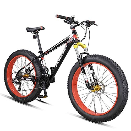 Fat Tyre Bike : FANG 27-Speed Fat Tire Mountain Bikes, Adult 26 Inch All Terrain Mountain Bike, Aluminum Frame Hardtail Mountain Bike with Dual Disc Brake, Red