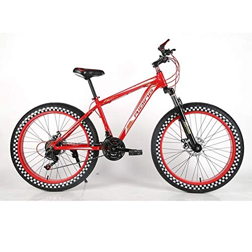 Fat Tyre Bike : Fat Bike Outroad Mountain Bike, RNNTK Double Disc Brakes Mountain Bike Bike BMX MTB, Adjustable Seat Road Bicycle A Variety Of Colors B -27 Speed-26 Inches