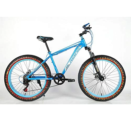 Fat Tyre Bike : Fat Bike Outroad Mountain Bike, RNNTK Double Disc Brakes Mountain Bike Bike BMX MTB, Adjustable Seat Road Bicycle A Variety Of Colors C -24 Speed-26 Inches
