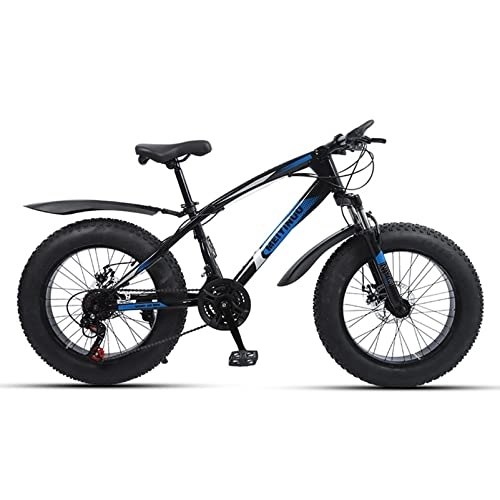 Fat Tyre Bike : Fat Tire Mountain Bike, 20 Inch Wheels, 4 Inch Wide Knobby Tires, High Carbon Steel Frame, with Suspension Fork, 27 Speed Micro Shifter, Dual Disc Brake Design, Multiple Colors