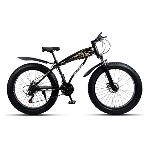 Fat Tyre Bike : Fat Tire Mountain Bike, 21 Speed, Special Shaped Frame, One Word Handlebar, with High Carbon Steel Frame, Double Disc Brake and Front Suspension Ant Slip Bikes with 26 Inch Wheels