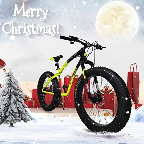 Fat Tyre Bike : Fat Tire Mountain Bike Snow Bike Beach Bike for Teens and Adults, 26 Inch 21 Speed Carbon Steel Frame Mountain Bicycle, Suspension Fork MTB Bikes Inch Mountain Bike (black, 156 * 76 * 26CM)