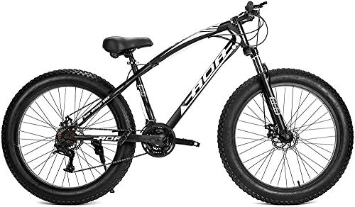 Fat Tyre Bike : Fat Tire Mountain Bike with Front Suspension - 26 inch Wheels - 21 Multiple Speed - Dual Disc Brakes Hybrid Road Bicicletas