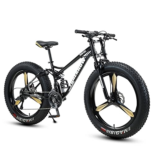 Fat Tyre Bike : FAXIOAWA 24 / 26 Inch Thick Wheel Mountain Bike with High-carbon Steel Frame, Adult Fat Tire Mountain Trail Bicycle 7 / 21 / 24 / 27 / 30 Speed, Mens Mountain Bike Dual Suspension Dual Disc Brake