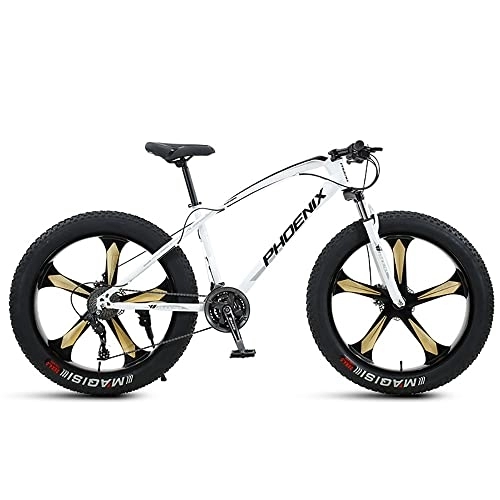 Fat Tyre Bike : FAXIOAWA 26 Inch Mountain Bikes, 21 / 24 / 27 / 30 Speed Bicycle, Adult Fat Tire Mountain Trail Bike, High-carbon Steel Frame Dual Full Suspension Dual Disc Brake 4.0 Inch Thick Wheel