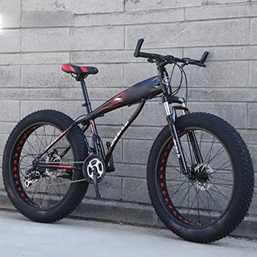 Fat Tyre Bike : FAXIOAWA 26 Inch Thick Tire Ultra-wide Variable Speed Big Wheel Mountain Bike, Snowmobile Adult Student Bicycle (red 21)