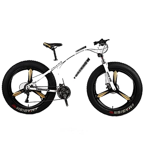Fat Tyre Bike : FBDGNG 26 Inch Mountain Bike For Adult 21 / 24 / 27 Speeds Man And Woman Bicycles Carbon Steel Frame With Dual Disc Brake(Size:24 Speed, Color:Black)