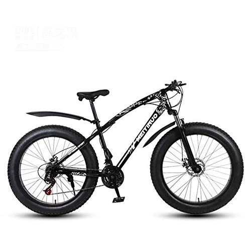 Fat Tyre Bike : Fitness Sports Outdoors Fat Tire Mountain Bike 26 Inch Bicycle for Adults High Carbon Steel Frame MTB Bike with Adjustable Seat Suspension Fork PVC Pedals And Double Disc Brake