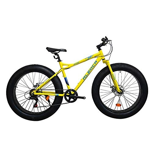 Fat Tyre Bike : FMOPQ Fat Bike 26 inch 7 Speed Shift Double disc Brakes Offroad 4.0 Tires Snowmobile Beach Adult Bicycle Yellow