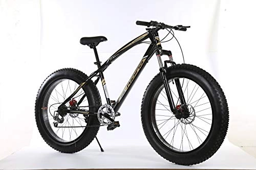 Fat Tyre Bike : Freedomn 7 / 21 / 24 / 27 Speed Mountain Bike 26 * 4.0 Fat Tire Bikes Shock Absorbers Bicycle Snow Bike (Black green, 7 speed)