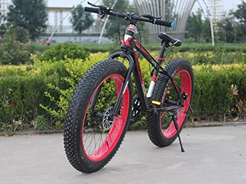 Fat Tyre Bike : Freedomn 7 / 21 / 24 / 27 Speed Mountain Bike 26 * 4.0 Fat Tire Bikes Shock Absorbers Bicycle Snow Bike (Red black, 21speed)