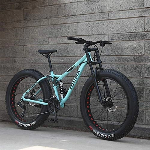 Fat Tyre Bike : FREIHE Men's Mountain Bikes, 26Inch Fat Tire Hardtail Snowmobile, Dual Suspension Frame And Suspension Fork All Terrain Mountain Bicycle Adult