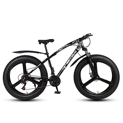 Fat Tyre Bike : FXMJ Fat Tire Mens Mountain Bike, Double Disc Brake / Cruiser Bikes, Beach Snowmobile Bicycle, 26 inch Aluminum Alloy Wheels, 27 Speed 3 Spoke, Black