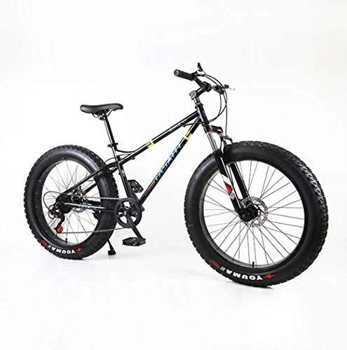 Fat Tyre Bike : G.Z Snow Bike, Carbon Steel Mountain Bike, 24 Inch 26 Inch Multi-Speed Adjustable Student Bike Road Bike, black, 26 inches
