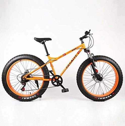 Fat Tyre Bike : G.Z Snow Bike, Carbon Steel Mountain Bike, 24 Inch 26 Inch Multi-Speed Adjustable Student Bike Road Bike, light green, 24 inches