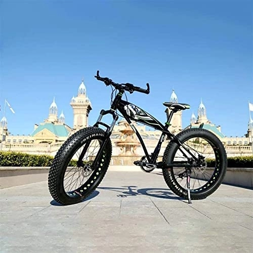 Fat Tyre Bike : GaoGaoBei 21 Speed Fat Tire Full Suspension Mountain Bike / Beach Cruiser Bicycle For Men Beach Bicycle Atv Bicycle Snowbike And Beach Bicycle, Black, 24", Super