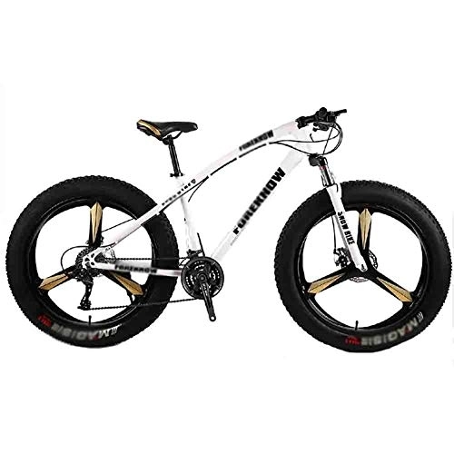 Fat Tyre Bike : GAOTTINGSD Adult Mountain Bike Bicycle MTB Adult Beach Bike Snowmobile Bicycles Mountain Bikes For Men And Women 26IN Wheels Adjustable Speed Double Disc Brake (Color : White, Size : 24 speed)