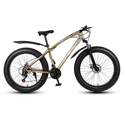 Fat Tyre Bike : GAOTTINGSD Adult Mountain Bike Bicycle MTB Adult Beach Bike Snowmobile Bicycles Mountain Bikes For Men And Women 26IN Wheels Double Disc Brake (Color : Gold, Size : 24 speed)