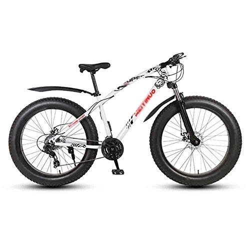 Fat Tyre Bike : GAOTTINGSD Adult Mountain Bike Bicycle MTB Adult Beach Bike Snowmobile Bicycles Mountain Bikes For Men And Women 26IN Wheels Double Disc Brake (Color : White, Size : 24 speed)