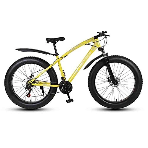 Fat Tyre Bike : GAOTTINGSD Adult Mountain Bike Bicycle MTB Adult Beach Bike Snowmobile Bicycles Mountain Bikes For Men And Women 26IN Wheels Double Disc Brake (Color : Yellow, Size : 24 speed)