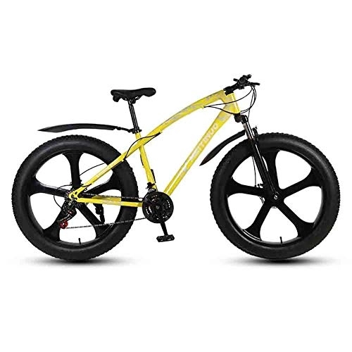 Fat Tyre Bike : GAOTTINGSD Adult Mountain Bike Bicycle MTB Adult Mountain Bikes Beach Bike Snowmobile Bicycles Big Tire For Men And Women 26IN Wheels Double Disc Brake (Color : Yellow, Size : 24 speed)