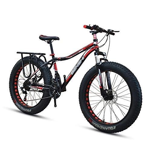 Fat Tyre Bike : GAOTTINGSD Adult Mountain Bike Fat Tire Bike Adult Road Bikes Bicycle Beach Snowmobile Bicycles For Men Women (Color : Black, Size : 26in)
