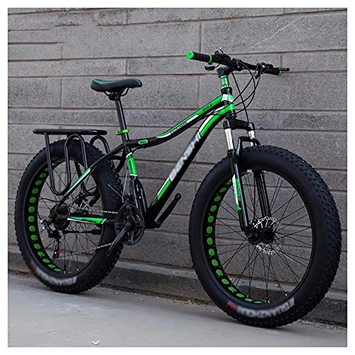 Fat Tyre Bike : GAOTTINGSD Adult Mountain Bike Fat Tire Bike Adult Road Bikes Bicycle Beach Snowmobile Bicycles For Men Women (Color : Green, Size : 24in)
