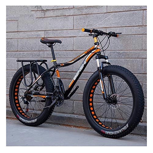 Fat Tyre Bike : GAOTTINGSD Adult Mountain Bike Fat Tire Bike Adult Road Bikes Bicycle Beach Snowmobile Bicycles For Men Women (Color : Orange, Size : 26in)