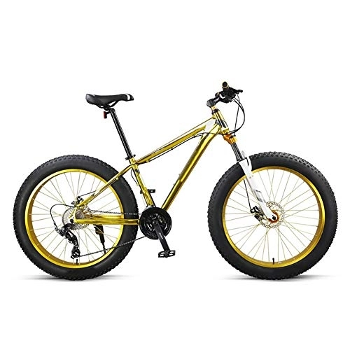 Fat Tyre Bike : GAOTTINGSD Adult Mountain Bike Fat Tire Bike MTB Bicycle Adult Road Bikes Beach Snowmobile Bicycles For Men Women (Color : Gold)