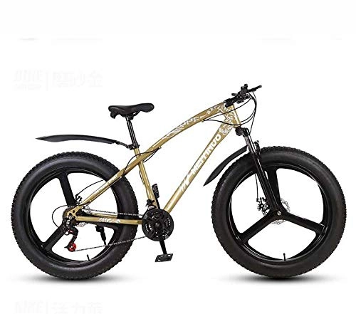 Fat Tyre Bike : GASLIKE 26 Inch Fat Tire Mountain Bike Bicycle for Adults, Hardtail MTB Bike, High Carbon Steel Frame Suspension Fork, Double Disc Brake, E, 27 speed