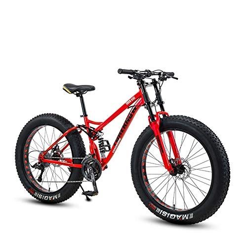 Fat Tyre Bike : GASLIKE 26 Inch Mens Fat Tire Mountain Bike For Adult, Lightweight Beach Snow Bikes, Double Disc Brake Cruiser Bicycle, High Strength Carbon Steel Frame, C, 30speed