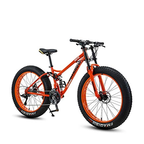 Fat Tyre Bike : GASLIKE 26 Inch Mens Fat Tire Mountain Bike For Adult, Lightweight Beach Snow Bikes, Double Disc Brake Cruiser Bicycle, High Strength Carbon Steel Frame, E, 7speed