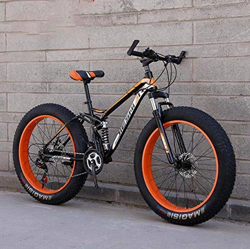 Fat Tyre Bike : GASLIKE 26 Inch Mountain Bikes, Fat Tire Mountain Bike, Dual Suspension Frame And Suspension Fork All Terrain Mountain Bicycle, B, 26 inch24 speed