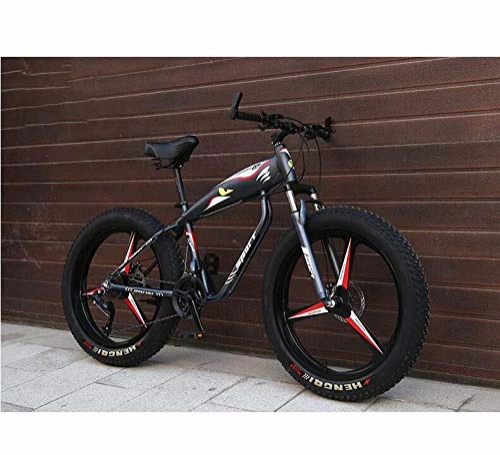 Fat Tyre Bike : GASLIKE 26 inch Wheels Mountain Bike Bicycle for Adults, Fat Tire Hardtail MBT Bike, High-carbon Steel Frame, Dual Disc Brake, Gray, 27 speed