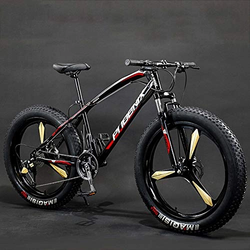 Fat Tyre Bike : GASLIKE Adult Fat Tire Mountain Bike, Carbon Steel Snow Offroad Bikes, Beach Cruiser Bicycle, 26Inch Magnesium alloy 4.0 Wide Wheels, C, 7speed